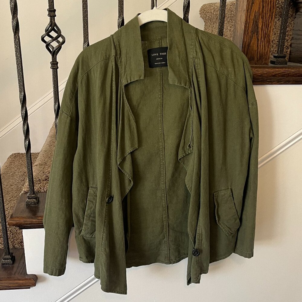 Love Tree Linen Blend Blazer – Olive [Green]